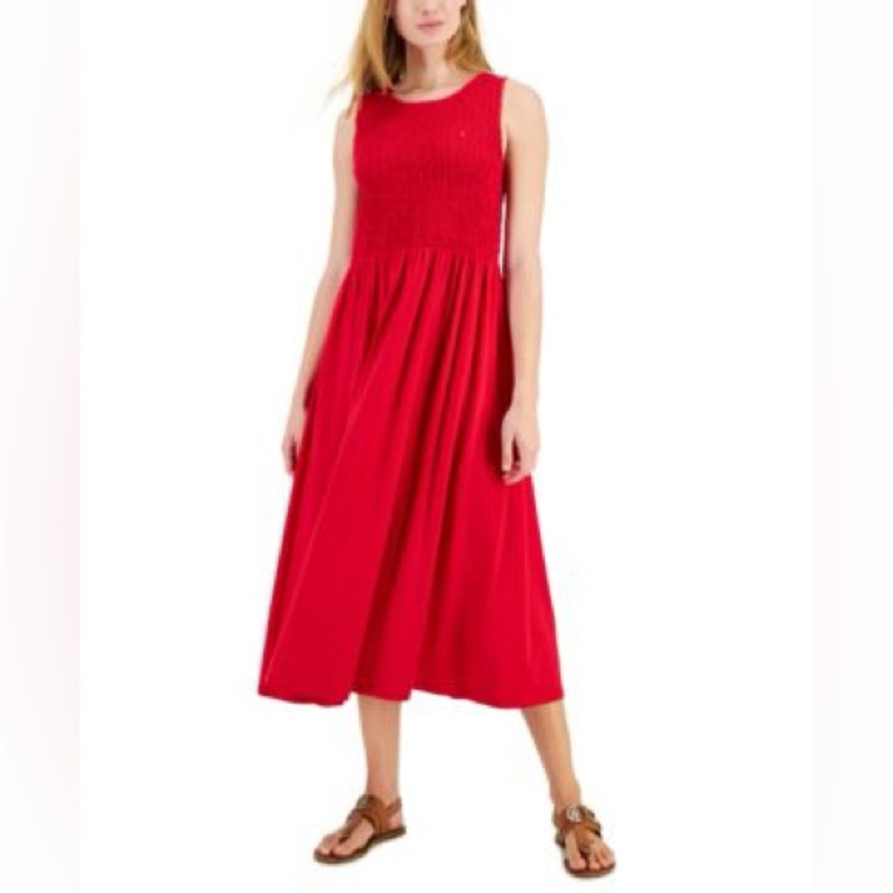 Tommy Hilfiger Red Smocked Dress, L, NWT
